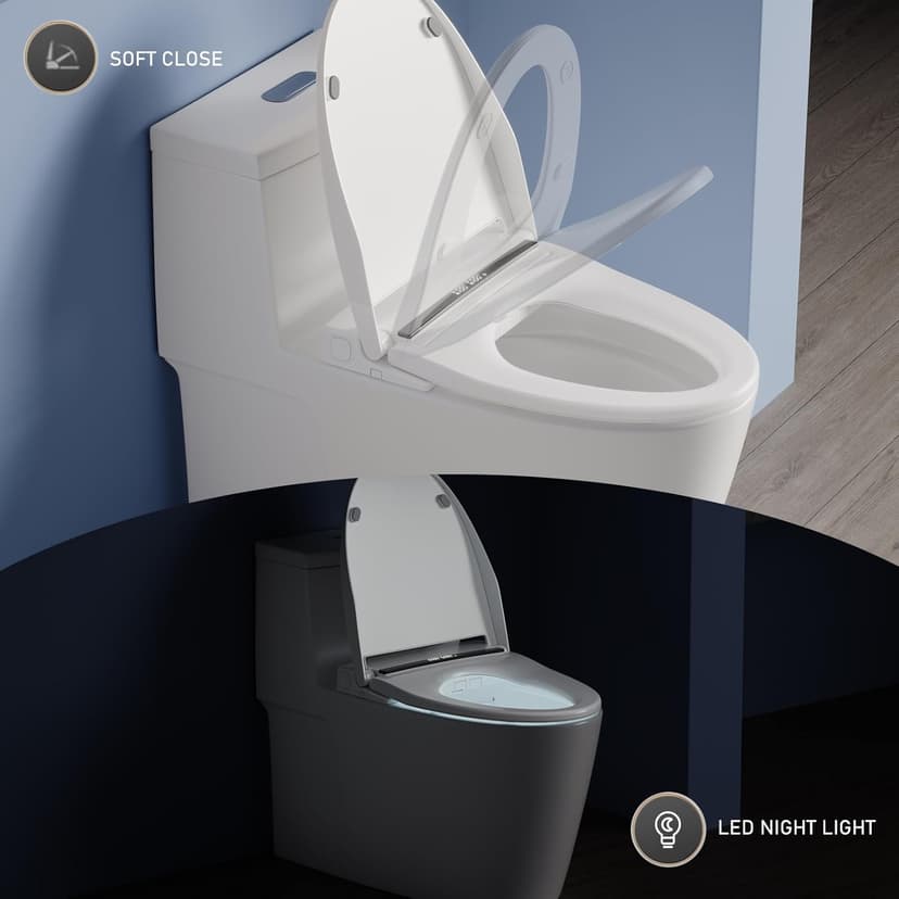 VALBELV Bidet Toilet Seat with Dryer & Warm Water, Self Cleaning Electric Elongated Bidet Attachment for Toilet with Rear/Front/SPA Wash, Slow Close Toilet Seat with Remote Control