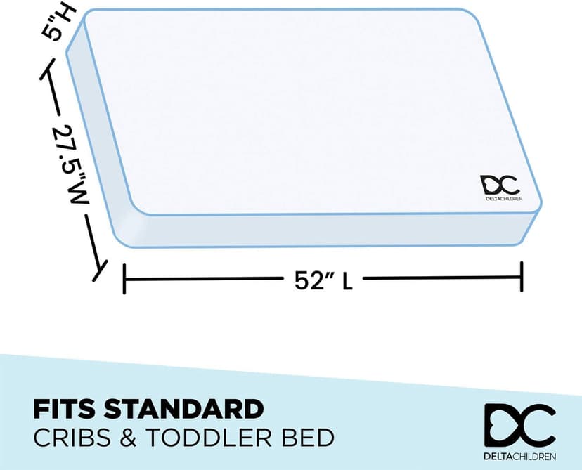 Delta Children Twinkle Galaxy Dual Sided Crib and Toddler Mattress - Premium Sustainably Sourced Fiber Core - Waterproof - GREENGUARD Gold Certified (Non-Toxic) - 7 Year Warranty - Made in USA