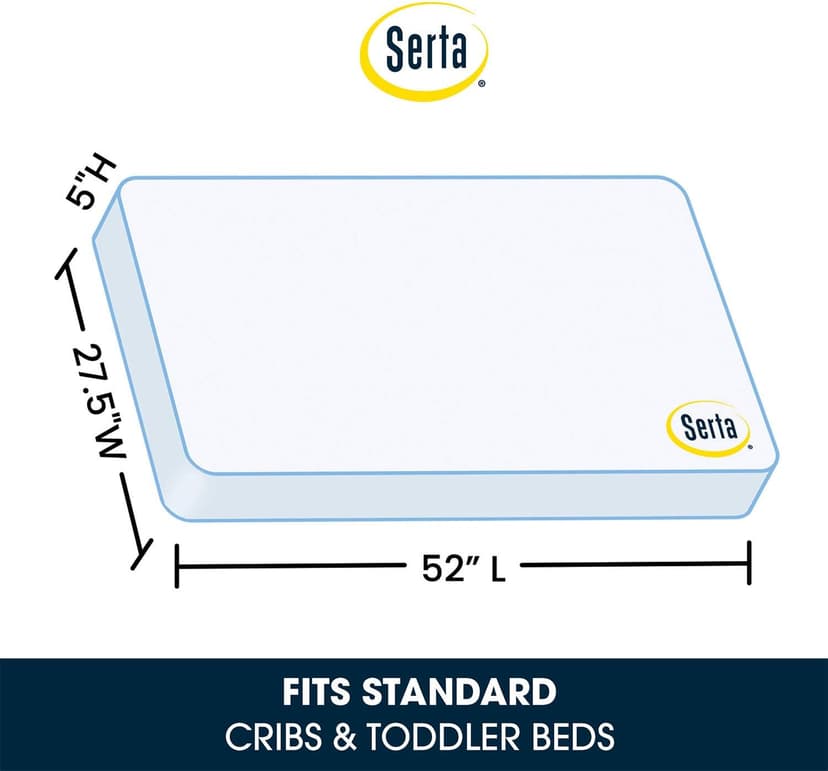 Serta Perfect Start Dual Sided Baby Crib Mattress & Toddler Mattress - Waterproof - 6" Premium Sustainably Sourced Fiber Core - GREENGUARD Gold Certified – 7 Year Warranty - Made in USA
