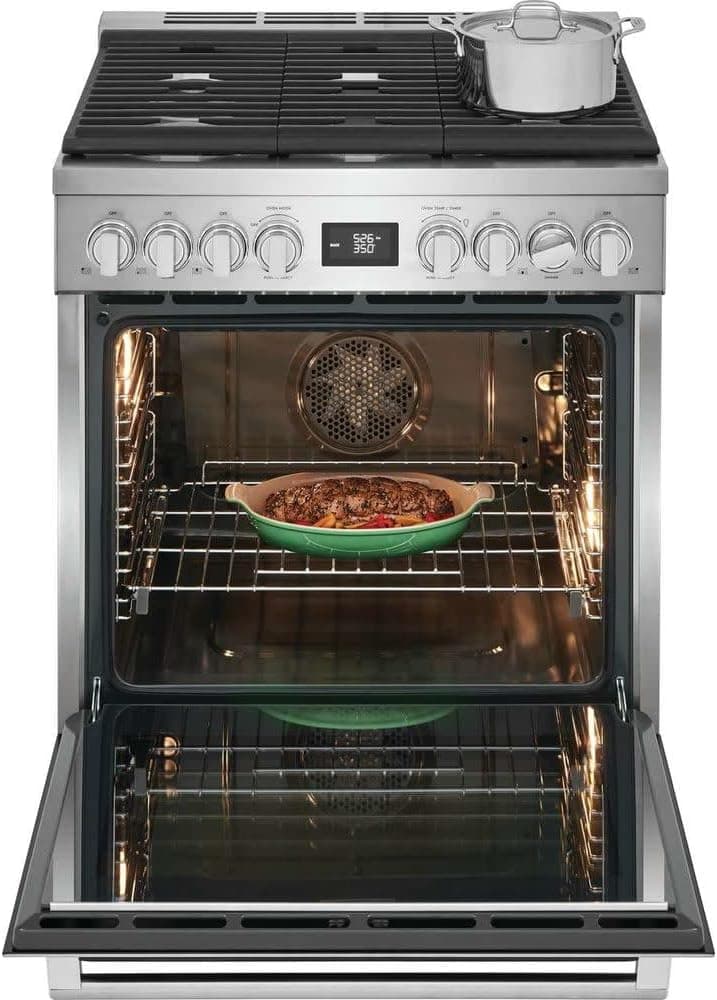Electrolux ECFD3068A 30 Inch Wide 4.6 Cu. Ft. Free Standing Dual Fuel Range with Dual Brass Power Burners - Stainless Steel