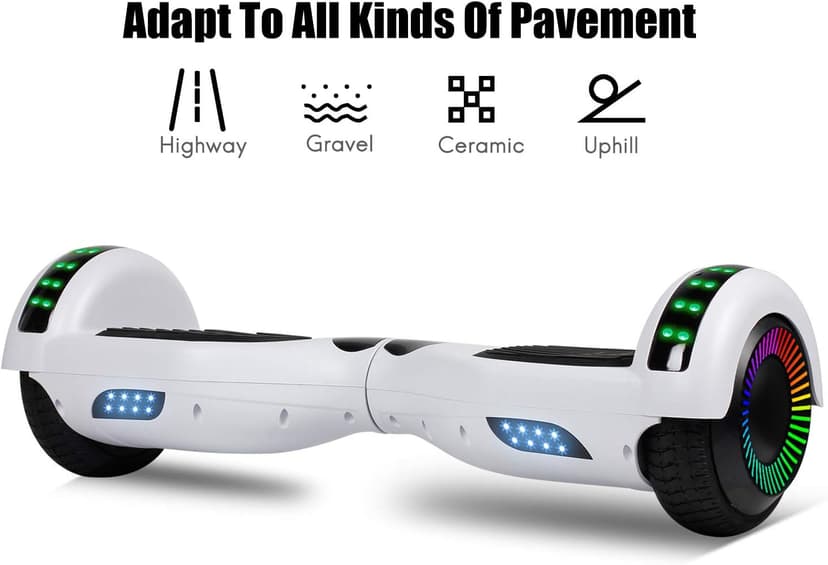 LIEAGLE Hoverboard, 6.5" Self Balancing Scooter Hover Board with Bluetooth Wheels LED Lights for Kids Adults