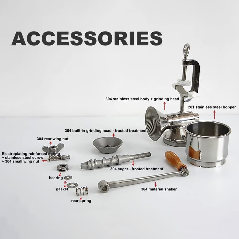 Professional Manual Grain Grinder, Hand Crank Grain Mill, 304 Stainless Steel Wheat Grinder, Wooden Handle Corn Grinder Hand Crank, Manual Coffee Grinder