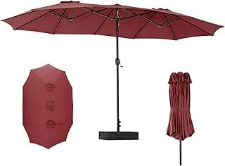Sweetcrispy 15ft Large Patio Umbrella with Base Included, Rectangle Table Umbrella Outdoor Patio, Outside Umbrellas for Deck, Market, Backyard