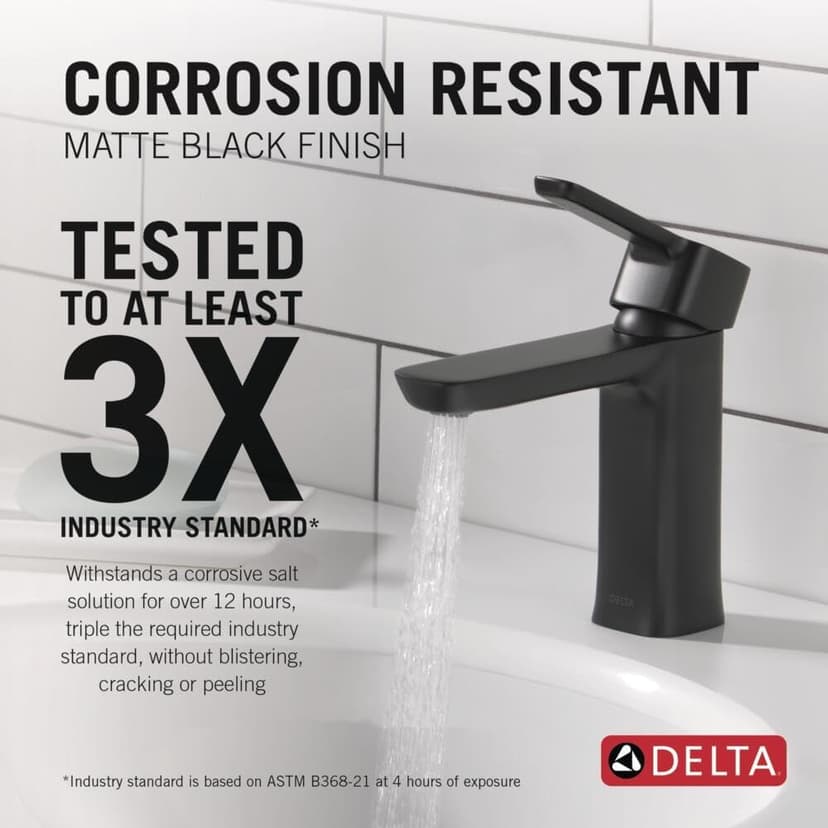 Delta 581LF-BLGPM-PP Modern Bathroom Faucet, 1.0 GPM Water Flow, Matte Black