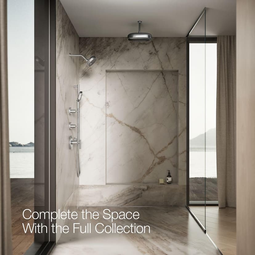 KOHLER 26290-CP Statement Three-Function SHOWERHEAD, Maximum Spray Performance with Mode Selector Buttons, Polished Chrome, 2.5 GPM