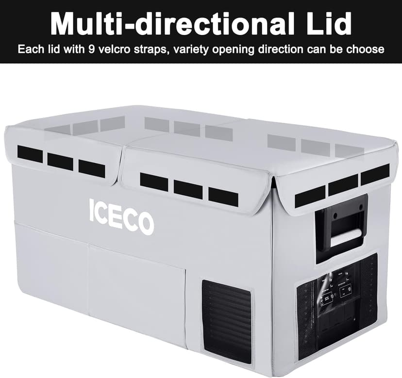 ICECO VL75ProD Portable Refrigerator, 12v Dual Zone Fridge Freezer with SECOP, 0°F to 50°F, 79Qt 12V Portable Freezer with Reversible Lid, Car Fridge portable AC/DC For Car, Camping |with Cover