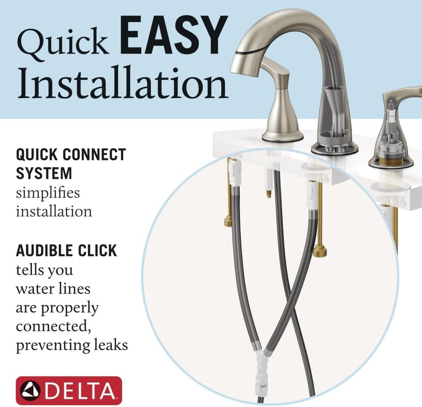 Delta Faucet Broadmoor Pull Down Bathroom Faucet Brushed Nickel, Bathroom Faucet, Widespread Bathroom Faucet 3 Hole with Magnetic Docking, Bathroom Sink Faucet, SpotShield Stainless 35765LF-SPPD