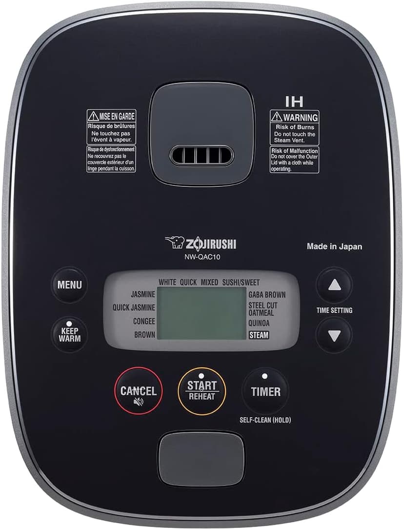 Zojirushi NW-QAC10 5.5-Cup Capacity Flat-Top Induction Cooker and Warmer with Custom Cooking Pan, Double Non-Stick Coating for Easy Clean-Up (Black)