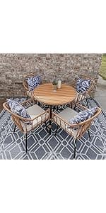 YITAHOME 4 Pieces Rattan Wicker Dinning Chairs, Outdoor Indoor Patio Furniture Set with Cushion and Curved Back All Weather Bistro Chair for Garden Backyard Porch Poolside Restaurant (Beige)