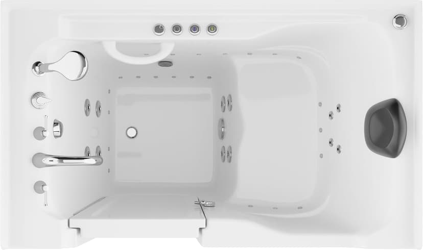 ANZZI Tubs Series Left Drain Quick Fill Walk-in Whirlpool and Air Tub with Powered Fast Drain in White Finish 36 in. x 60 in. | AMZ3660LWD