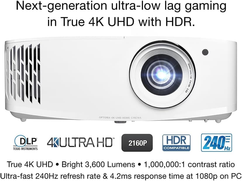 Optoma UHD35X Technology 3600-Lumen UHD 4K DLP Projector - White