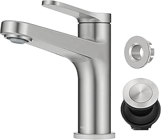 KRAUS Indy Single Handle One Hole Bathroom Sink Faucet in Spot-Free Brushed Nickel, KBF-1411SFBN