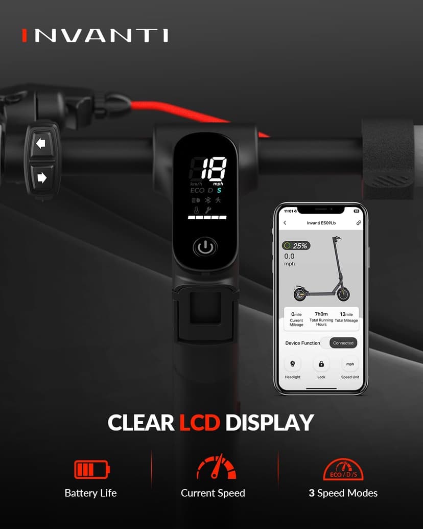 E30 Electric Scooter with Smart APP, 19.9 Miles Range & 18 MPH, 350W Motor, 8.5" Solid Tires, Rear Suspension and Turn Signals, Foldable Electric Scooter for Adults and Teens