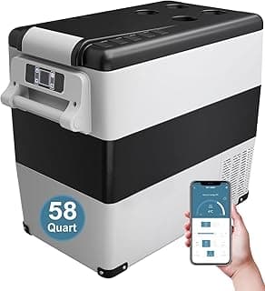 Car Fridge Portable 12 Volt Refrigerator - 58 Quart(55L) Electric Cooler with AC/DC for Truck RV Van Camper, Car Refrigerator Freezer for Camping Boat Travel, APP Control, -4~68°F