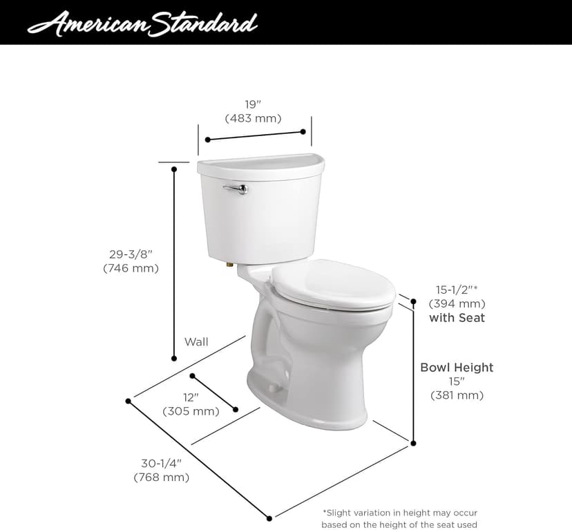 American Standard 211CA004.020 Champion PRO Two-Piece 1.6 gpf/6.0 Lpf Standard Height Elongated Toilet Without Seat, White