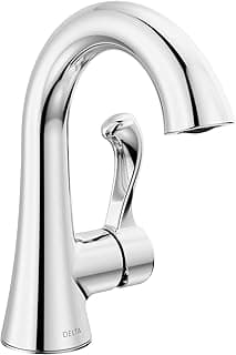 Delta Esato Chrome Bathroom Faucet 1 Hole, Single Hole Bathroom Sink Faucet for Vanity, Push-Pop Drain Assembly, Chrome 15897LF