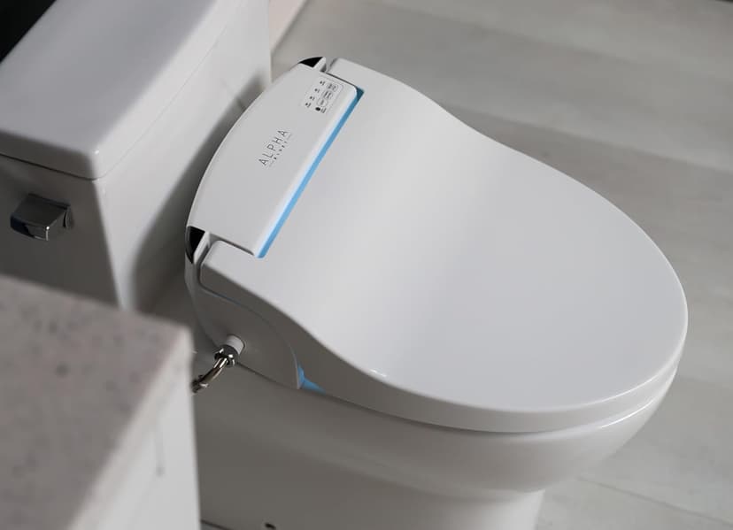 ALPHA BIDET JX2 Elongated Bidet Toilet Seat, White, Endless Warm Water, *NEW* Bowl Mist, LED Light, Quiet Operation, Wireless Remote, Stainless Steel Nozzle, Sittable Lid, 3 Year Warranty