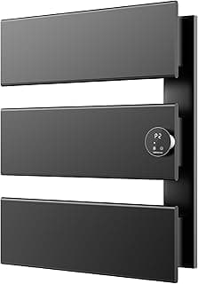 Electric Towel Warmer, 18.35" W x 22.8" H Wall-Mounted Towel Heater with Built-in Timer, Waterproof Aluminum Towel Warmer for Bathroom, Support Plug-in and Hardwired, Black, K3-R-B
