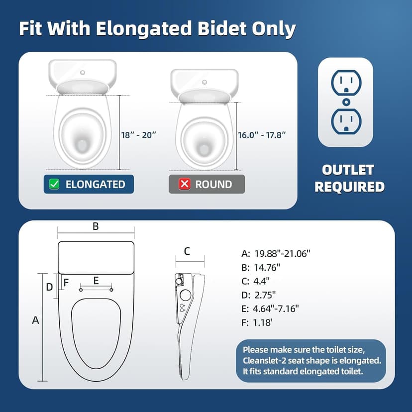 Electric Bidet Toilet Seat, Heated Toilet Seat Elongated with Instant Warm Water & Dryer, Feminine & Front Rear Wash, Wireless Remote, Self-Clean Nozzle, Slow Close Lid, Upgraded Silent ECO Child Mode