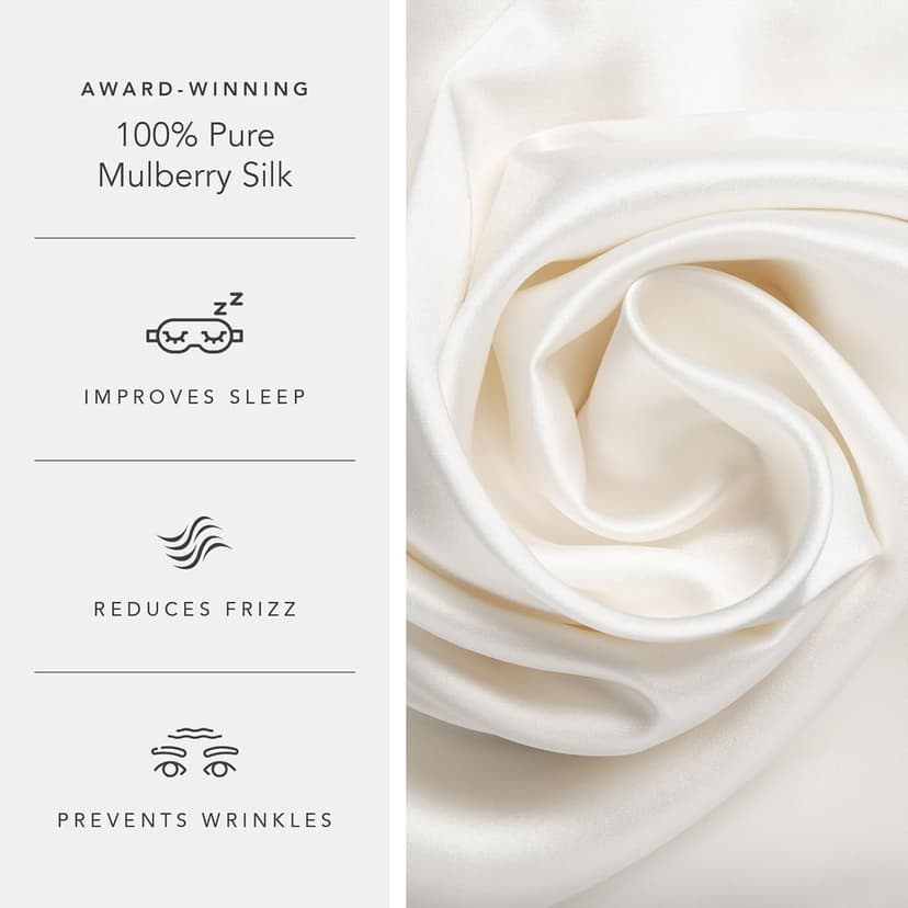 Fishers Finery 25mm 100% Pure Mulberry Silk Pillowcase, Good Housekeeping Winner (White, Queen)