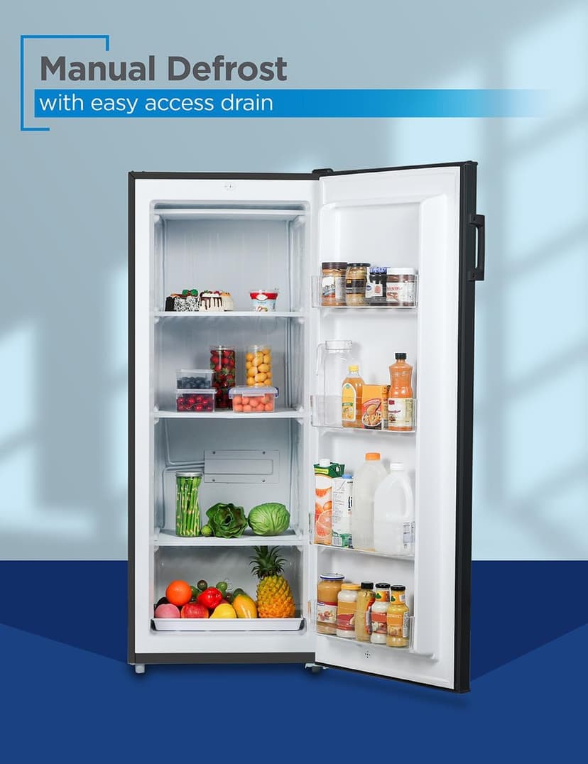BLACK+DECKER 10 Cu. Ft. Upright Freezer, Stand Up Freezer with Mechanical Temperature Control, Freezer Upright with 3 Shelves and 4 Door Bins, Manual Defrost, R600a Refrigerant, BUF1000LB, Black