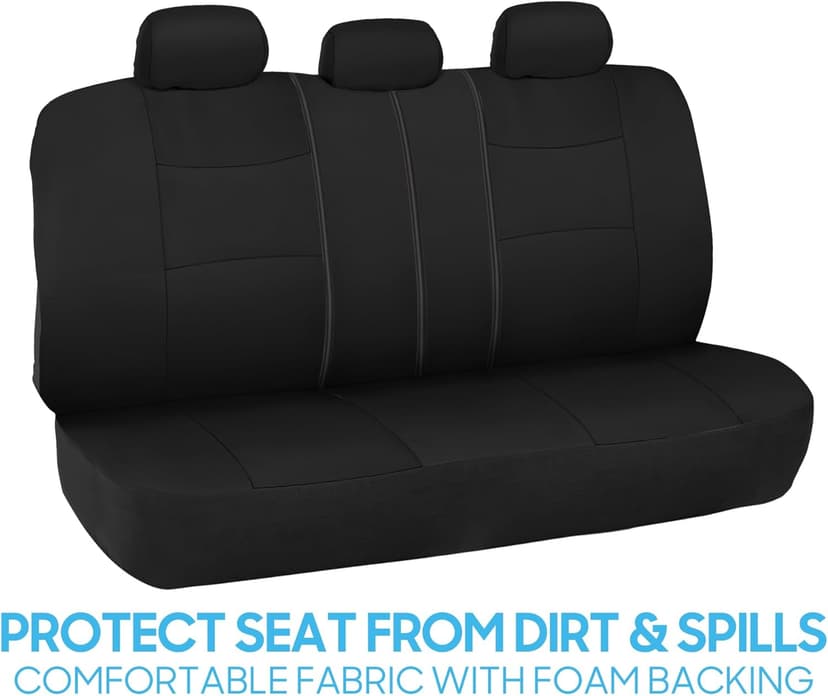 BDK PolyPro Car Seat Covers Full Set in Solid Black, Front and Rear Split Bench Seat Covers for Cars, Easy to Install Car Seats Cover Set and Accessories for Auto Trucks Van SUV - Solid Black