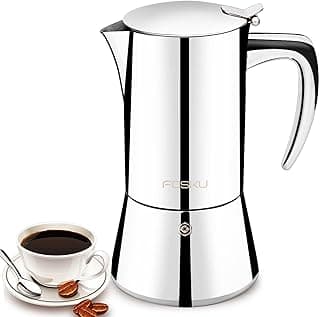 Stovetop Espresso Maker, Stainless Steel Moka Pot, Italian Style Coffee Machine Maker Suitable for Induction, Espresso Pot For 3-4 Cups, 200ml