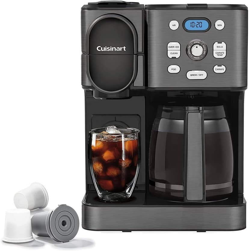 Cuisinart Coffee Maker, 12-Cup Glass Carafe, Automatic Hot & Iced Coffee Maker, Single Server Brewer, Black Stainless Steel, SS-16BKS