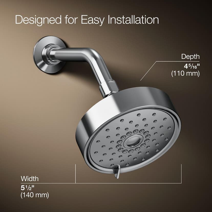KOHLER 22170-CP Purist 2.5 GPM Multi Function Shower Head with MasterClean and Katalyst Air-Induction Spray Technology, Polished Chrome