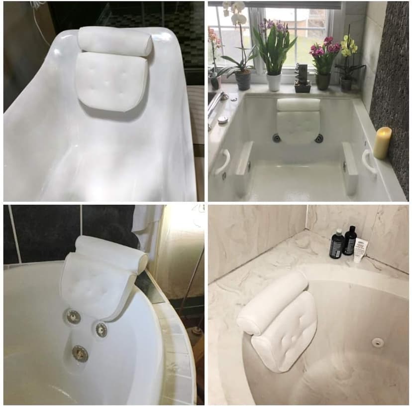AmazeFan Bath Pillow, Bathtub Spa Pillow with 4D Air Mesh Technology and 7 Suction Cups, Helps Support Head, Back, Shoulder and Neck, Fits All Bathtub, Hot Tub and Home Spa [US. Patent Design]