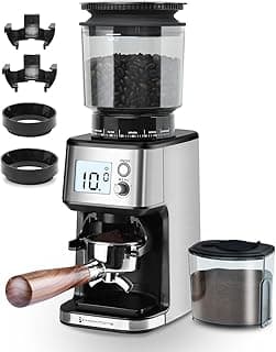 Homtone Conical Burr Coffee Grinder, Anti-Static Electric Espresso Grinder with 51 Precise Settings, Adjustable for 2-12 Cups, 120V Clog-Free, Digital Display Stainless Steel