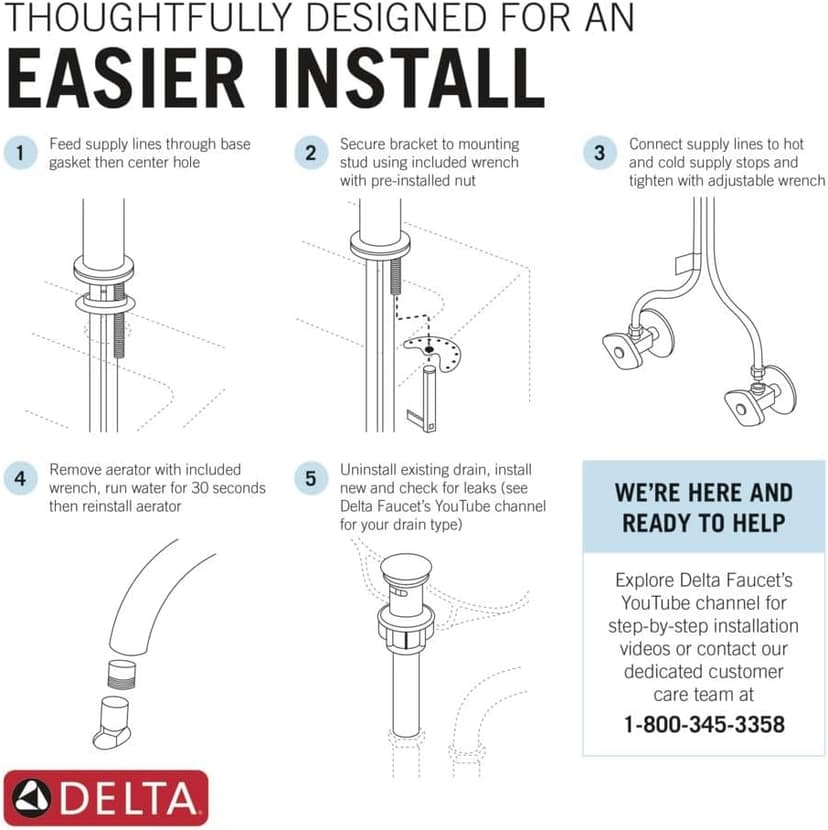 Delta Arvo Brushed Nickel Bathroom Faucet 1 Hole, Single Hole Bathroom Sink Faucet for Vanity, Push-Pop Drain Assembly, Spotshield Stainless 15840LF-SP