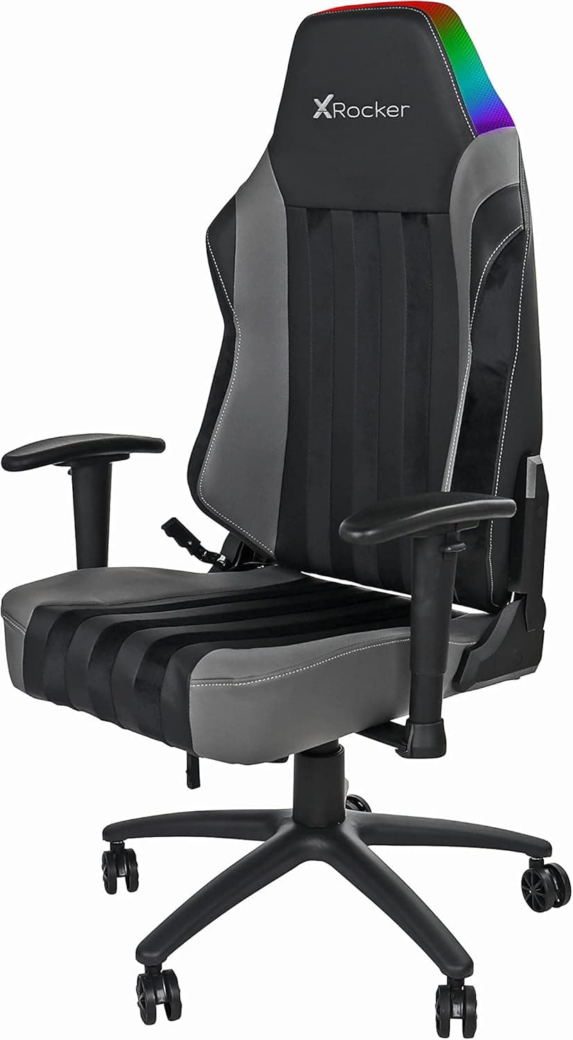 X Rocker Sigma PC Computer Gaming Office Desk Chair, with Headrest RGB LED Lights, Adjustable Seat and Armrest, 0780401, 24.41" x 49.8" x 20.87", Black