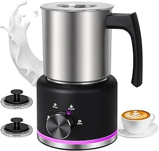 Milk Frother and Steamer, 16.9 OZ Milk Frother for Coffee, 4 in 1 Frother Separable Easy to Use and Clean, Durable Safe Silent Working for Coffee, Latte, Cappuccino Hot Chocolate, Black