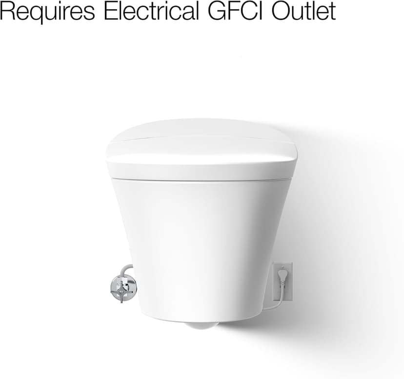 KOHLER 5402-0 Veil Smart Toilet with Auto Open & Close, One-Piece Wall-Hung Elongated Intelligent Bidet Toilet with Heated Seat and Dual-Flush, White
