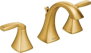 Moen Voss Brushed Gold Contemporary Two-Handle Widespread Bathroom Sink Faucet Trim Kit for Adjustable Three-Hole Installations (Valve Required), T6905BG