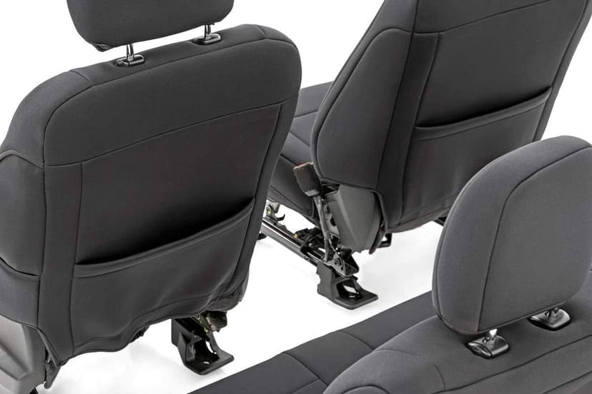 Rough Country Neoprene Seat Covers for Ford F-150 (2015-25), Lightning (2022-24), SuperDuty (2017-25) Crew Cab w/No Rear Arm Rest - Waterproof & UV Resistant, Foam Padded, Front & Rear Set