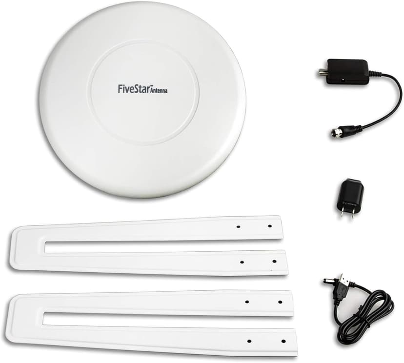 Five Star HDTV Antenna - 360° Omnidirectional Amplified Outdoor TV Antenna up to 150 Miles Indoor/Outdoor,RV,Attic 4K 1080P UHF VHF Supports 4TVs Installation Kit & Mounting Pole
