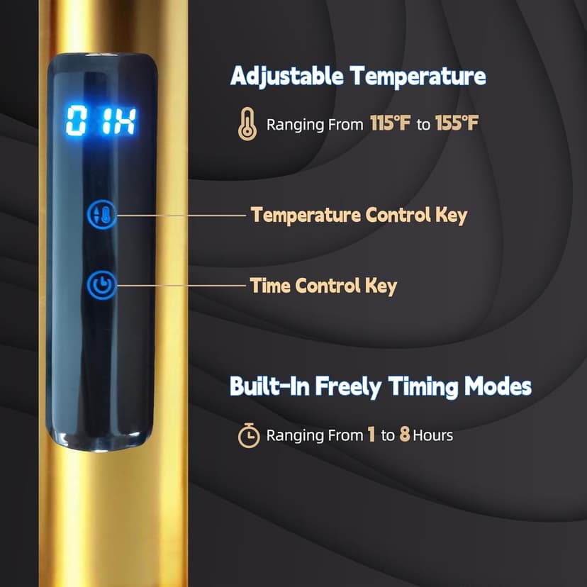 8 Bars Towel Warmer Rack, 23" Electric Wall Mounted Heated Towel Rack, Hot Towel Rails with Timer and Temperature Control for Bathroom, Brushed Gold