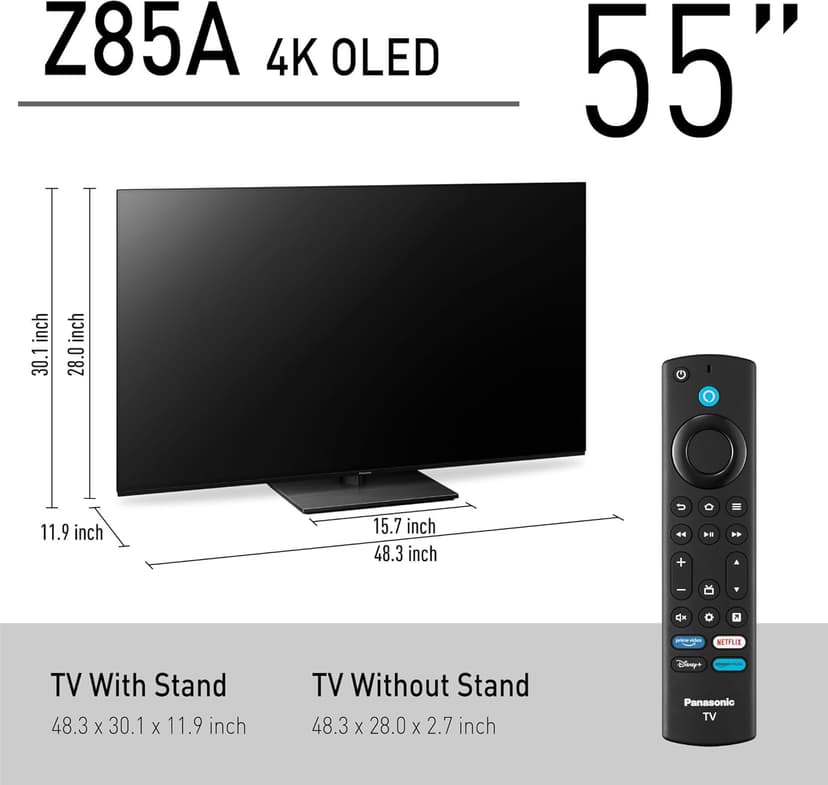 Panasonic Z85 Series (2024 Model) 55-inch OLED 4K Ultra HD Smart Fire TV, Dolby Vision IQ, HDR10+ Adaptive, 120Hz Refresh Rate - 55Z85AP