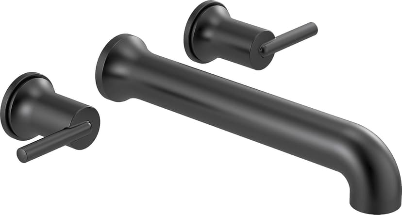DELTA Faucet Contemporary Wall-Mounted Tub Filler - T5759-BLWL - Modern Bathroom Tub Faucet & Handles - Sleek Bathroom Fixtures - Matte Black (Valve Sold Separately)