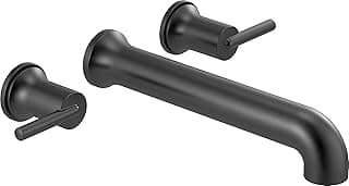 DELTA Faucet Contemporary Wall-Mounted Tub Filler - T5759-BLWL - Modern Bathroom Tub Faucet & Handles - Sleek Bathroom Fixtures - Matte Black (Valve Sold Separately)