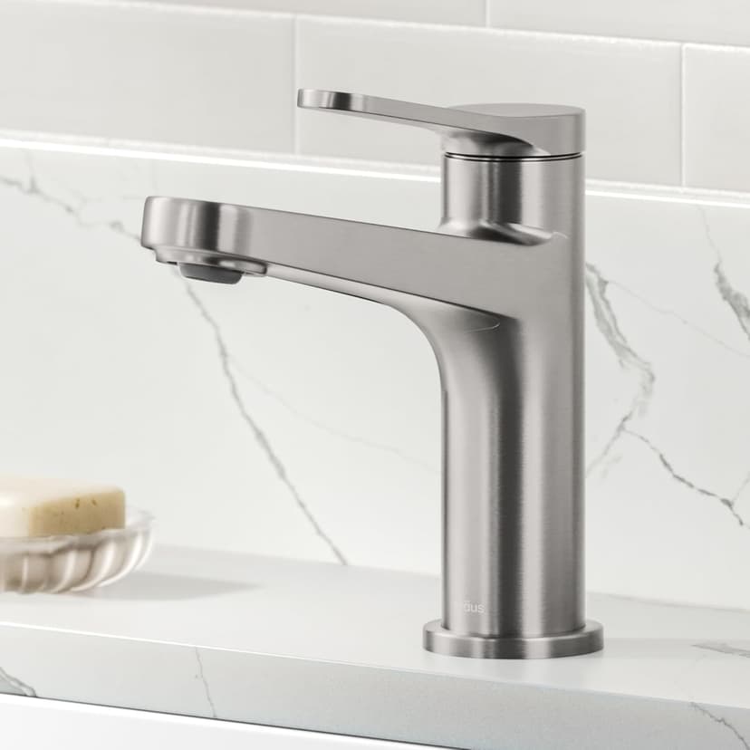 KRAUS Indy Single Handle One Hole Bathroom Sink Faucet in Spot-Free Brushed Nickel, KBF-1411SFBN