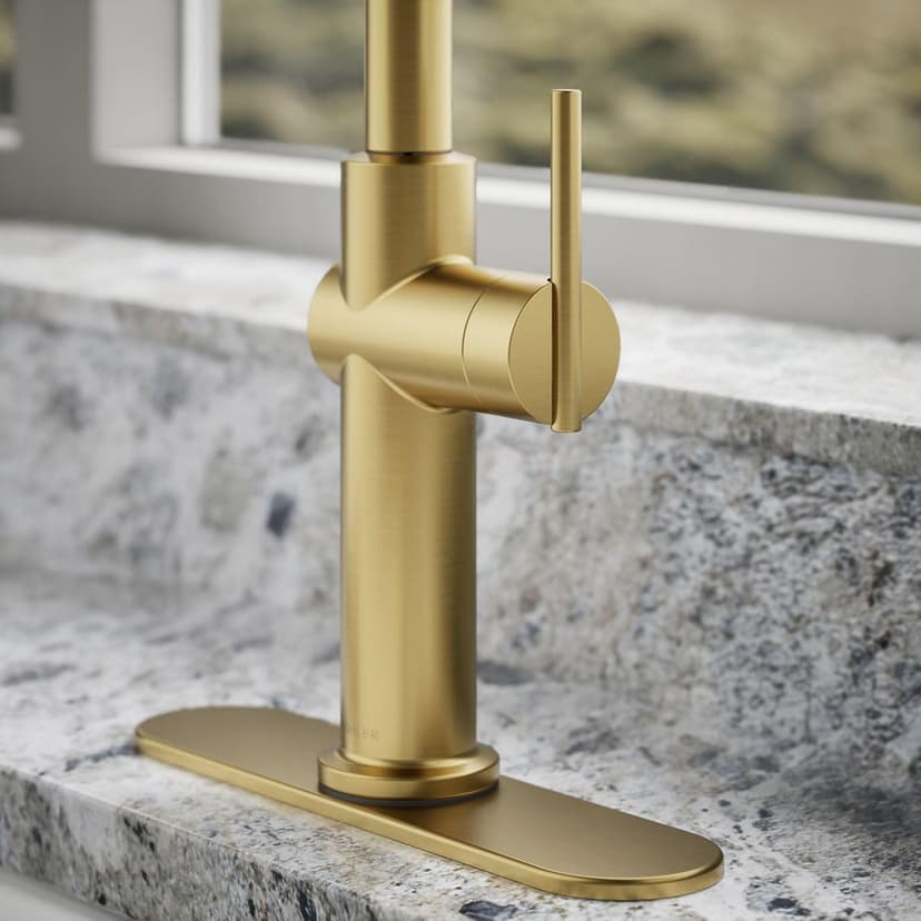 KOHLER 22972-2MB Crue Pull Down Kitchen Faucet, Pull-Down Sprayer, Vibrant Brushed Moderne Brass