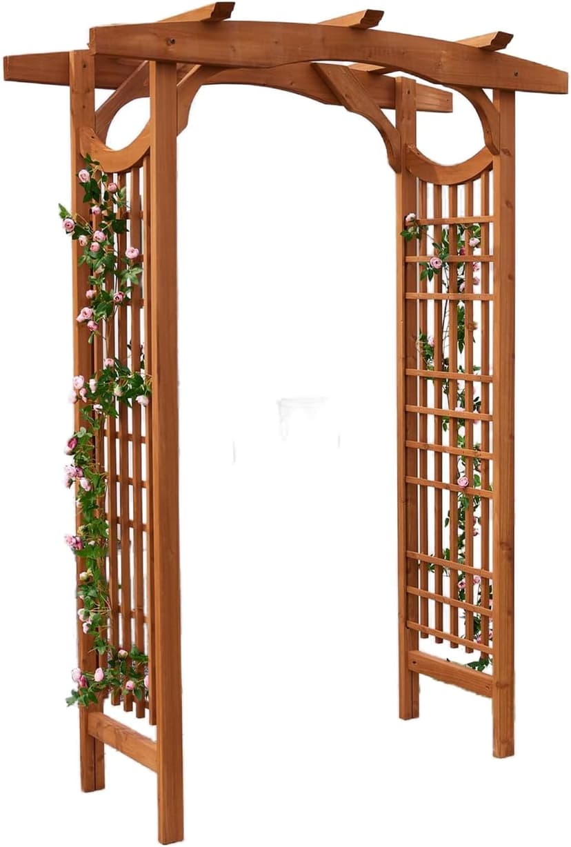 Solid Fir Wooden Garden Arch Premium Outdoor Trellis for Climbing Plants, 83.12”H×59”W×29.75’’D, Also can be Used for Wedding and Party Decoration