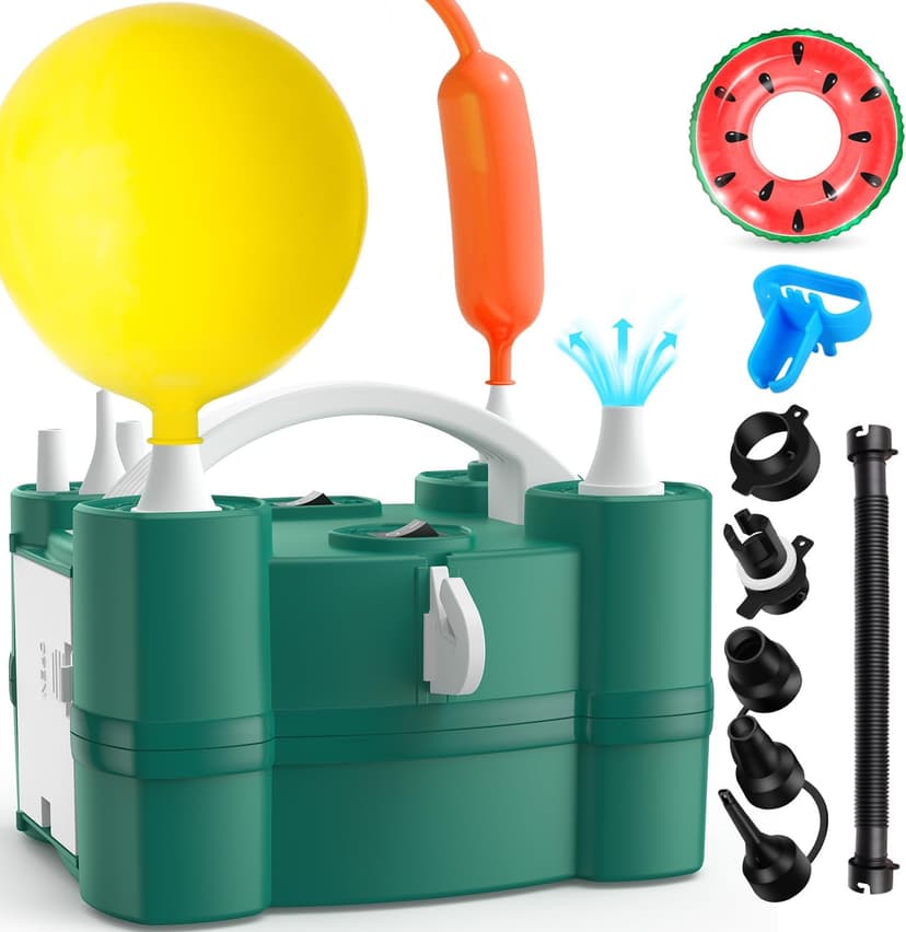 Balloon Pump 3-in-1 Electric Air Pump for All Balloons& Inflatables, Triple Inflating Ports for Latex 260q Foil Mylar Balloon Inflation, Quick-Fill Inflator Deflator for Pool Floats Air Beds