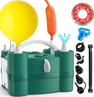 Balloon Pump 3-in-1 Electric Air Pump for All Balloons& Inflatables, Triple Inflating Ports for Latex 260q Foil Mylar Balloon Inflation, Quick-Fill Inflator Deflator for Pool Floats Air Beds