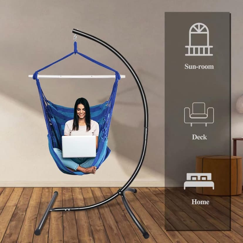 GOUTIME Hammock Chair Stand Only, Hanging Swing Egg Chair Stands Frame Holder, Heavy Duty Steel C Stand for Indoor Outdoor, Max Load 350 LBS