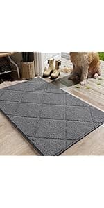 LOCHAS Luxury Bathroom Rug Shaggy Bath Mat 24 x 60 Inch, Washable Non Slip Bath Rugs for Bathroom Shower, Soft Plush Chenille Absorbent Carpets Mats, Gray