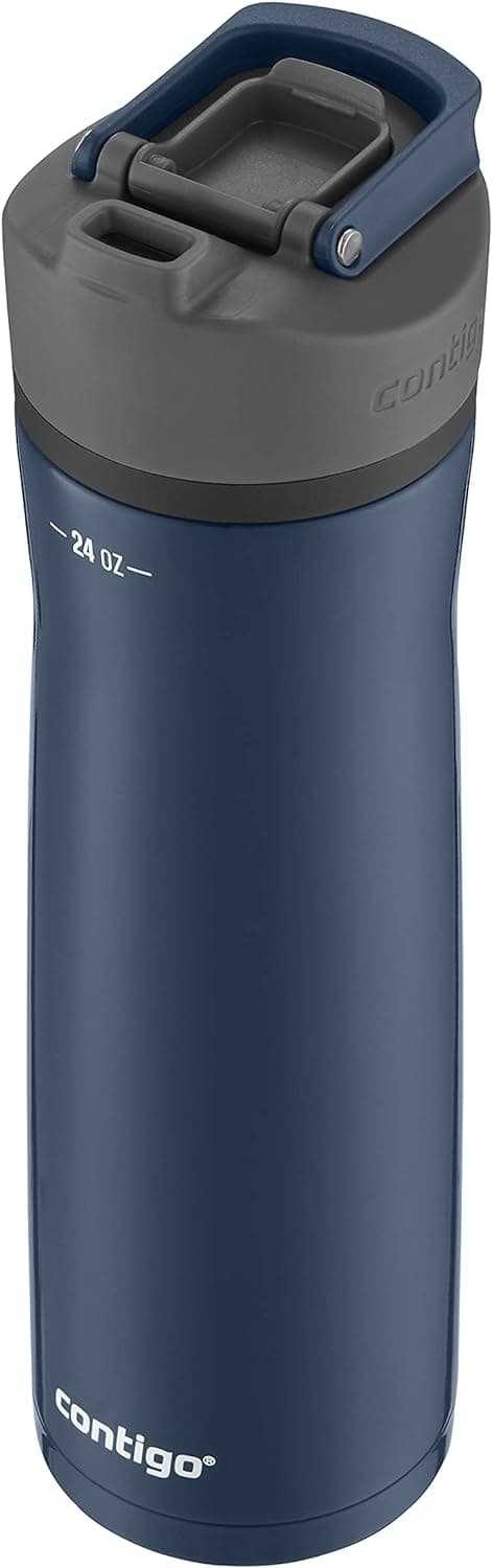Contigo Cortland Chill 2.0 Blueberry Stainless Steel Water Bottle Vacuum-Insulated Spill-Proof Lid 24oz Ideal for Hot or Cold Drinks Interchangeable Lid Perfect for Kids & Adults